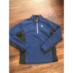 Spyder Mens 1/4 Zip Blue Black Outbound Stryke Sweater Pullover L 143097 Yellow
